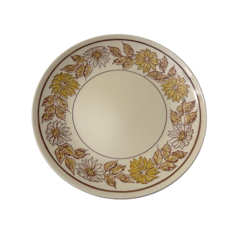Taylor Smith Taylorstone Daisy Wreath Brown Dinner Plate 10”‎ Vintage